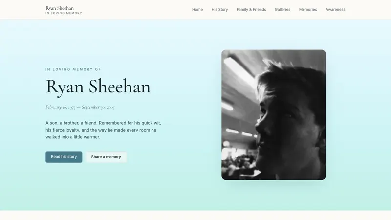 Screenshot of Remembering Ryan Sheehan