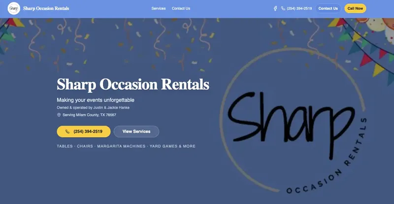 Screenshot of Sharp Occasion Rentals