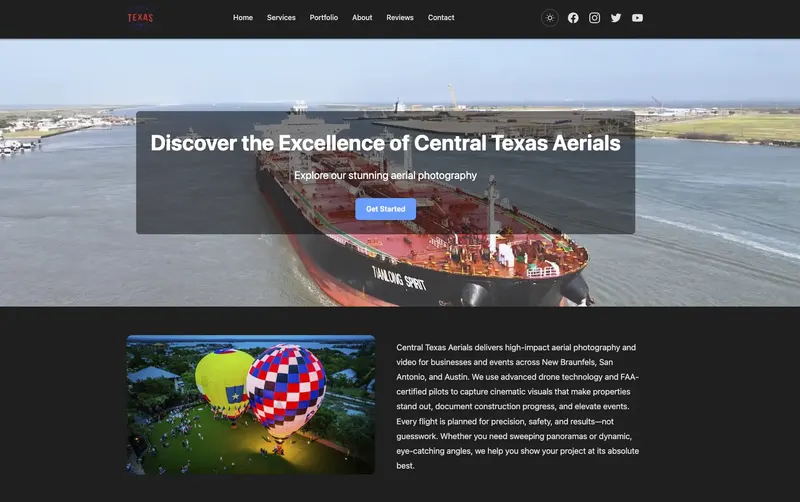 Screenshot of Central Texas Aerials